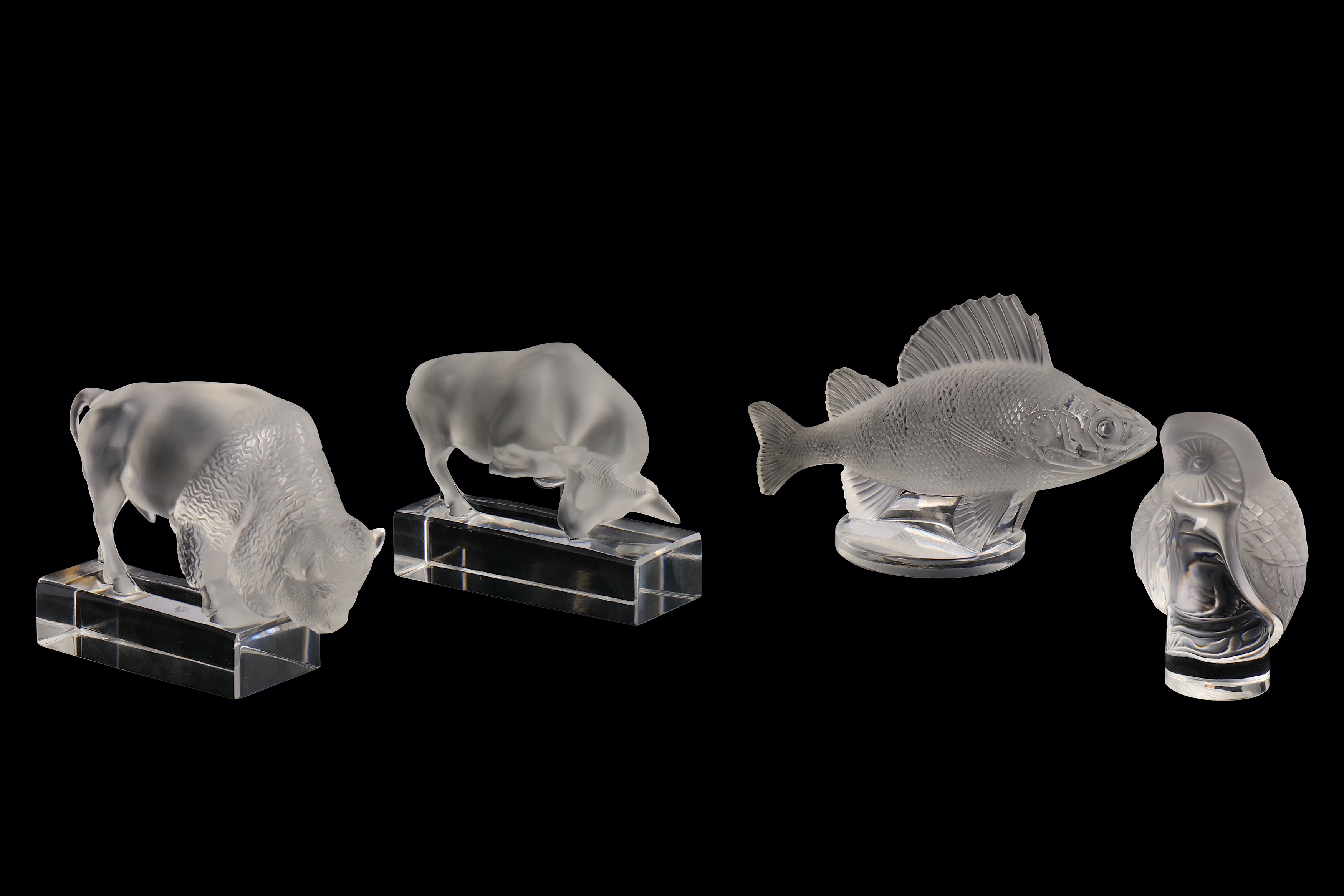 A group of Lalique frosted glass animal figures