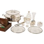 A collection of silver mounted glass items