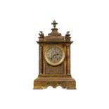 A late 19th century French gilt and silvered bronze mantelclock signed 'Maple Paris'