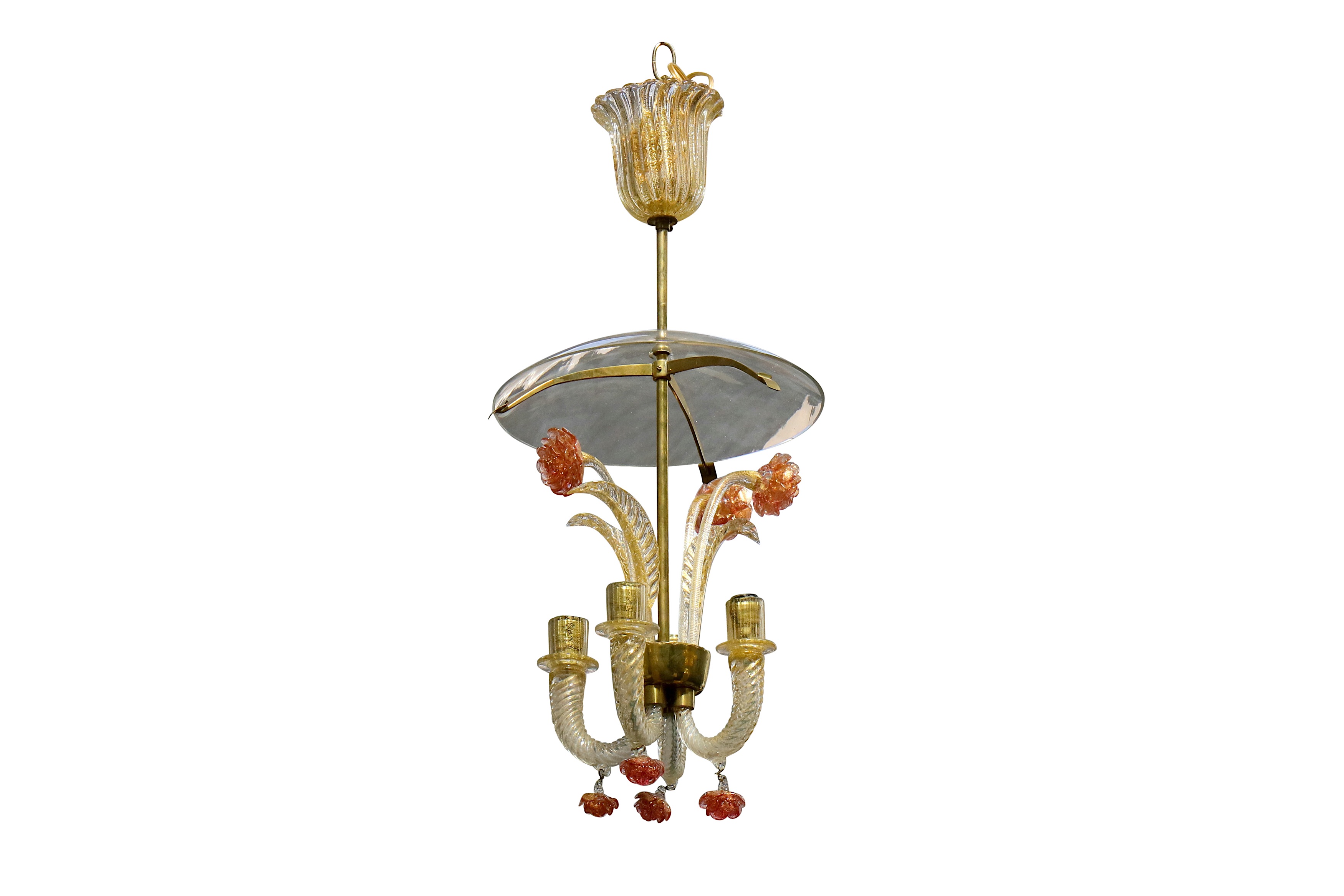 A Murano glass chandelier in the manner of Barovier,