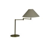 A Danish brass table lamp with adjustable arm