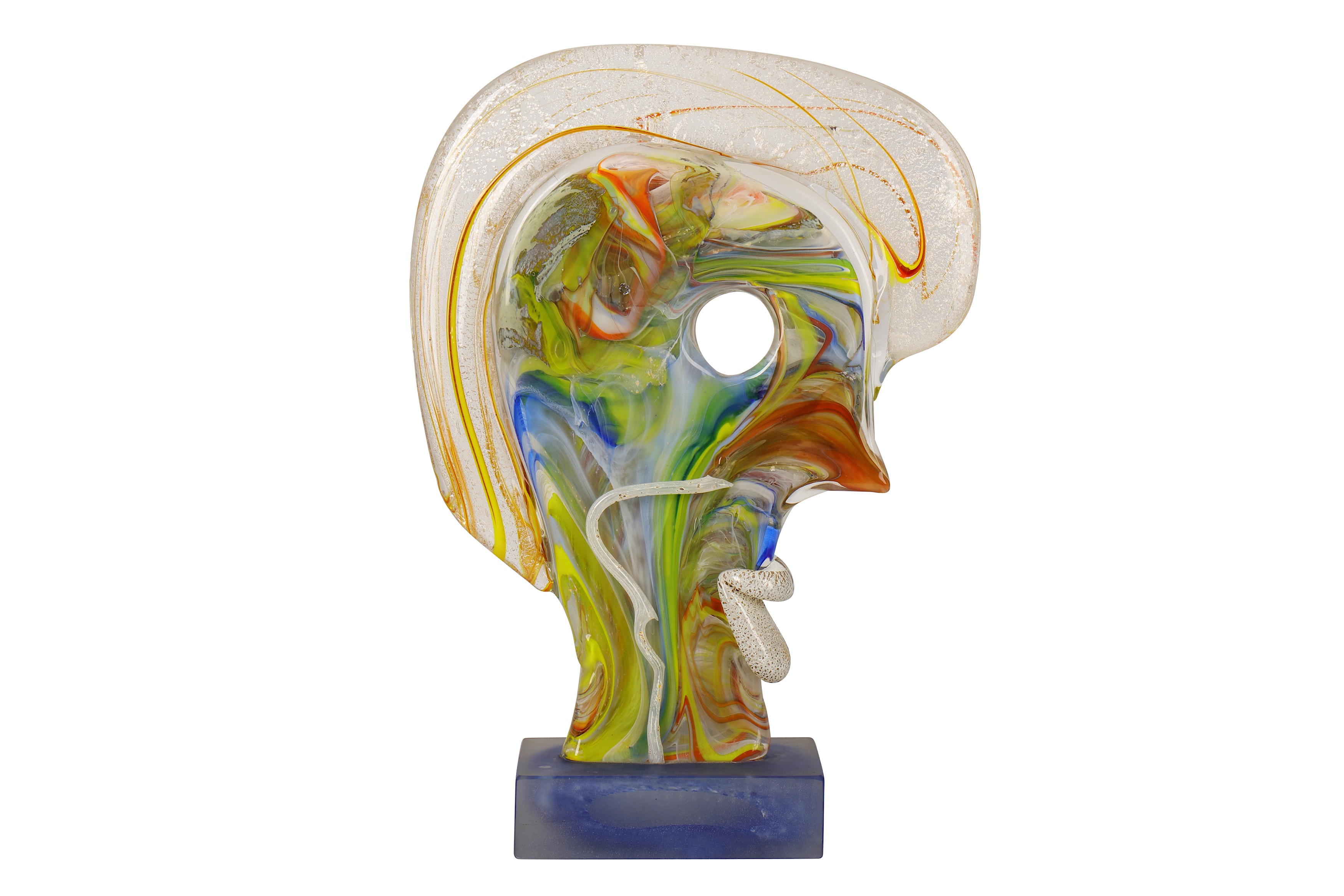 Manner of Mario Badioli - An abstract Italian Murano Glass sculpture of a head