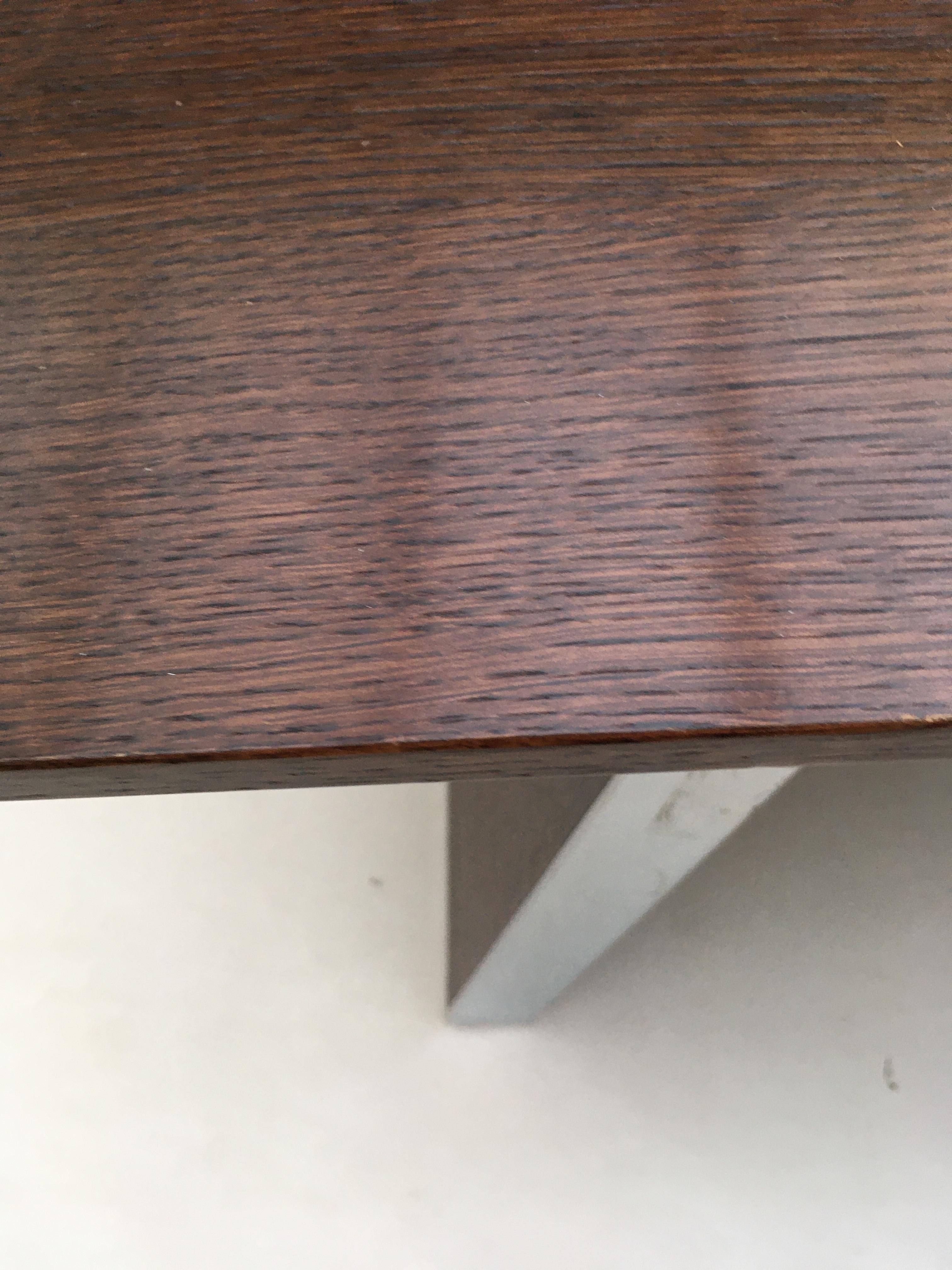 Executive desk, walnut veneer with chrome detailing together with matching console - Image 7 of 14