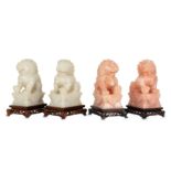 Two pairs of Chinese hardstone lion dogs.
