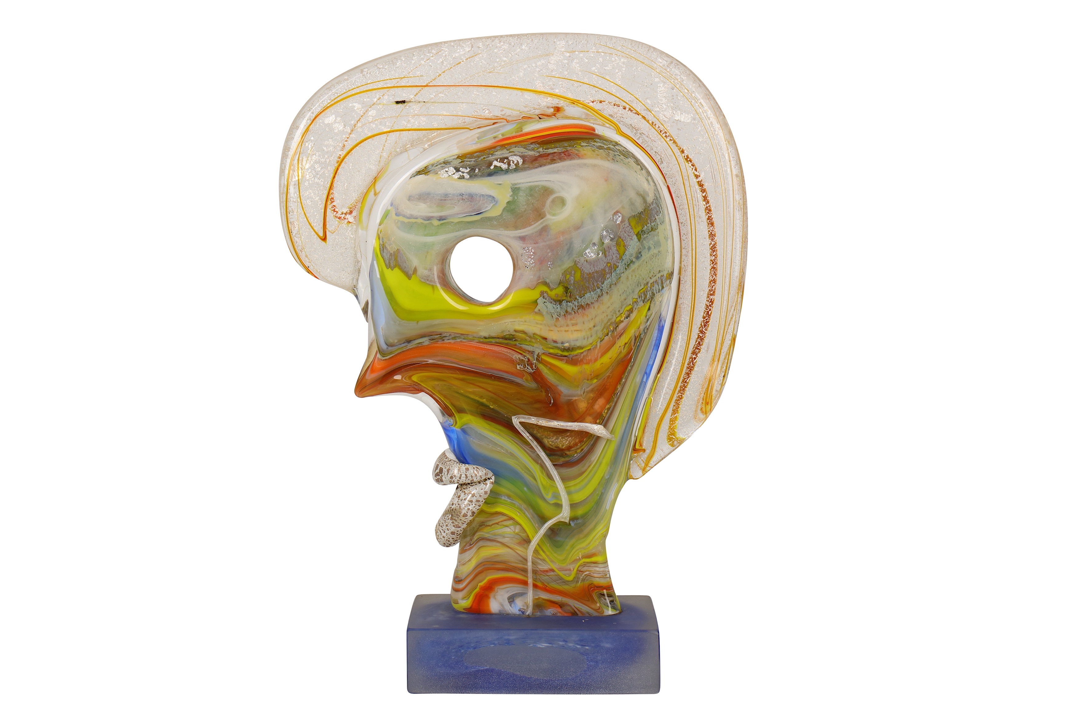 Manner of Mario Badioli - An abstract Italian Murano Glass sculpture of a head - Image 2 of 9