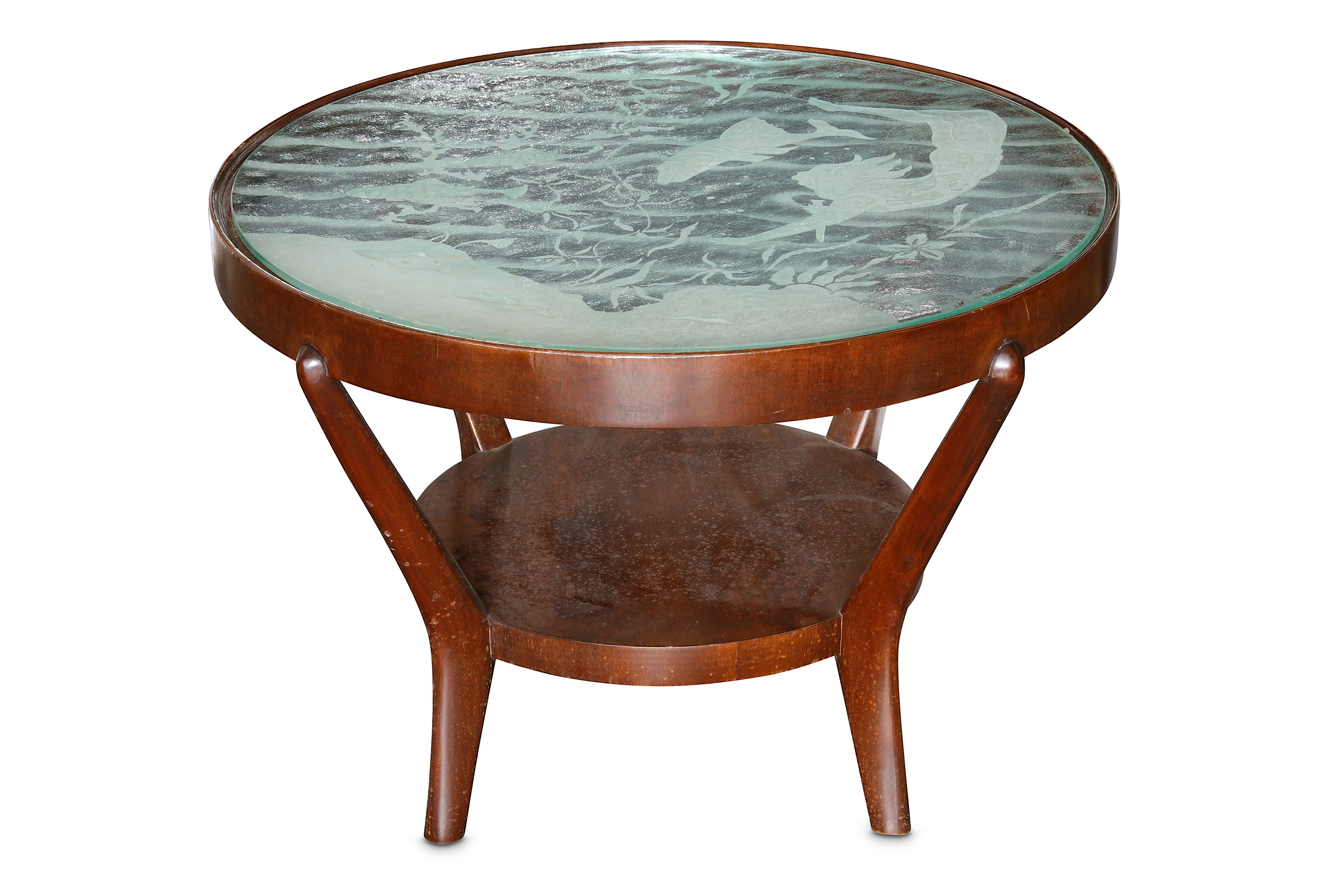 A mid 20th Century Italian walnut circular low table