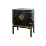 A circa 1970's Japanese inspired black lacquered drinks cabinet