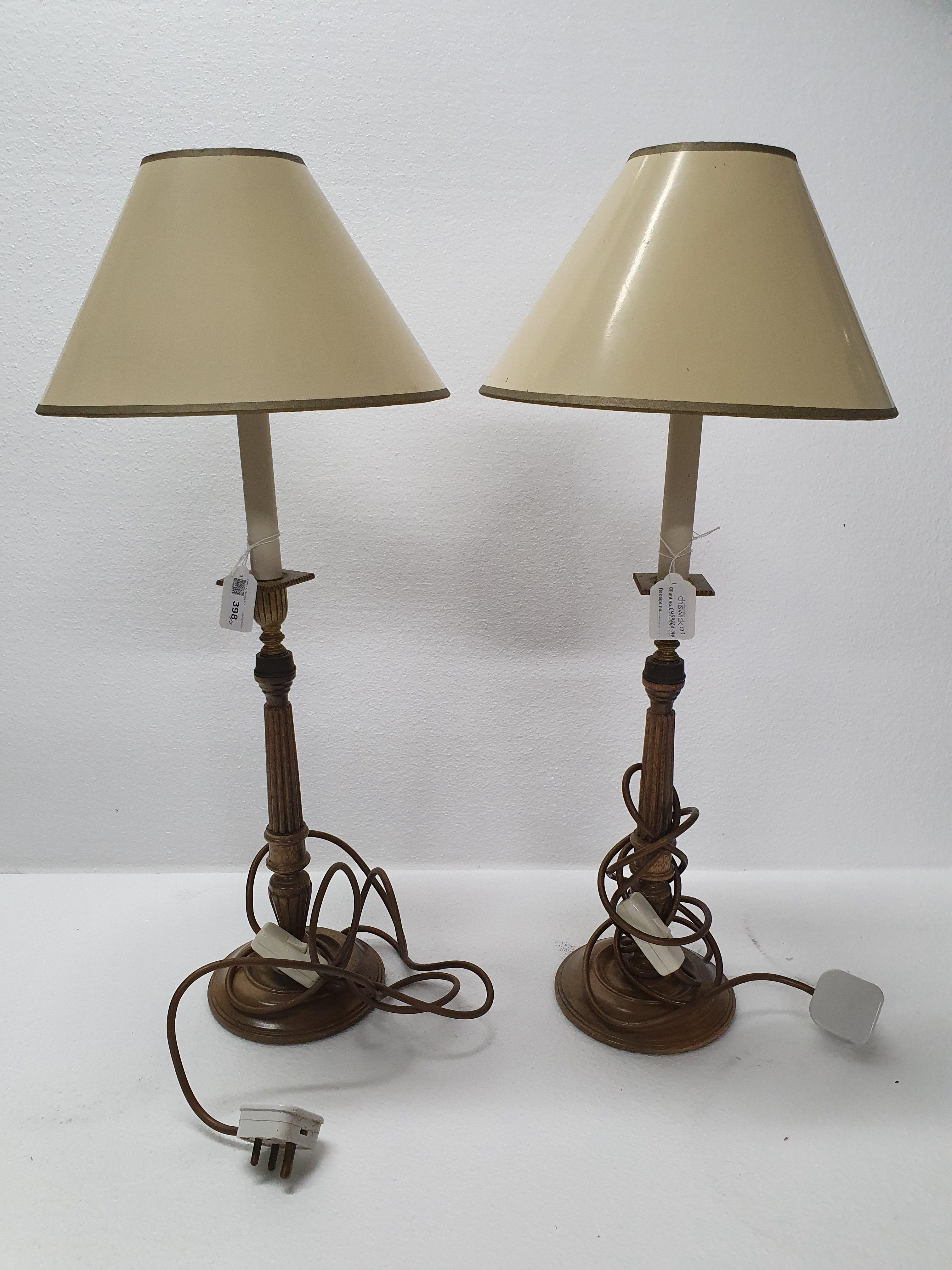 A pair of late 20th Century Danish fruitwood table lamps and shades - Image 2 of 5