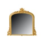 A giltwood overmantel mirror