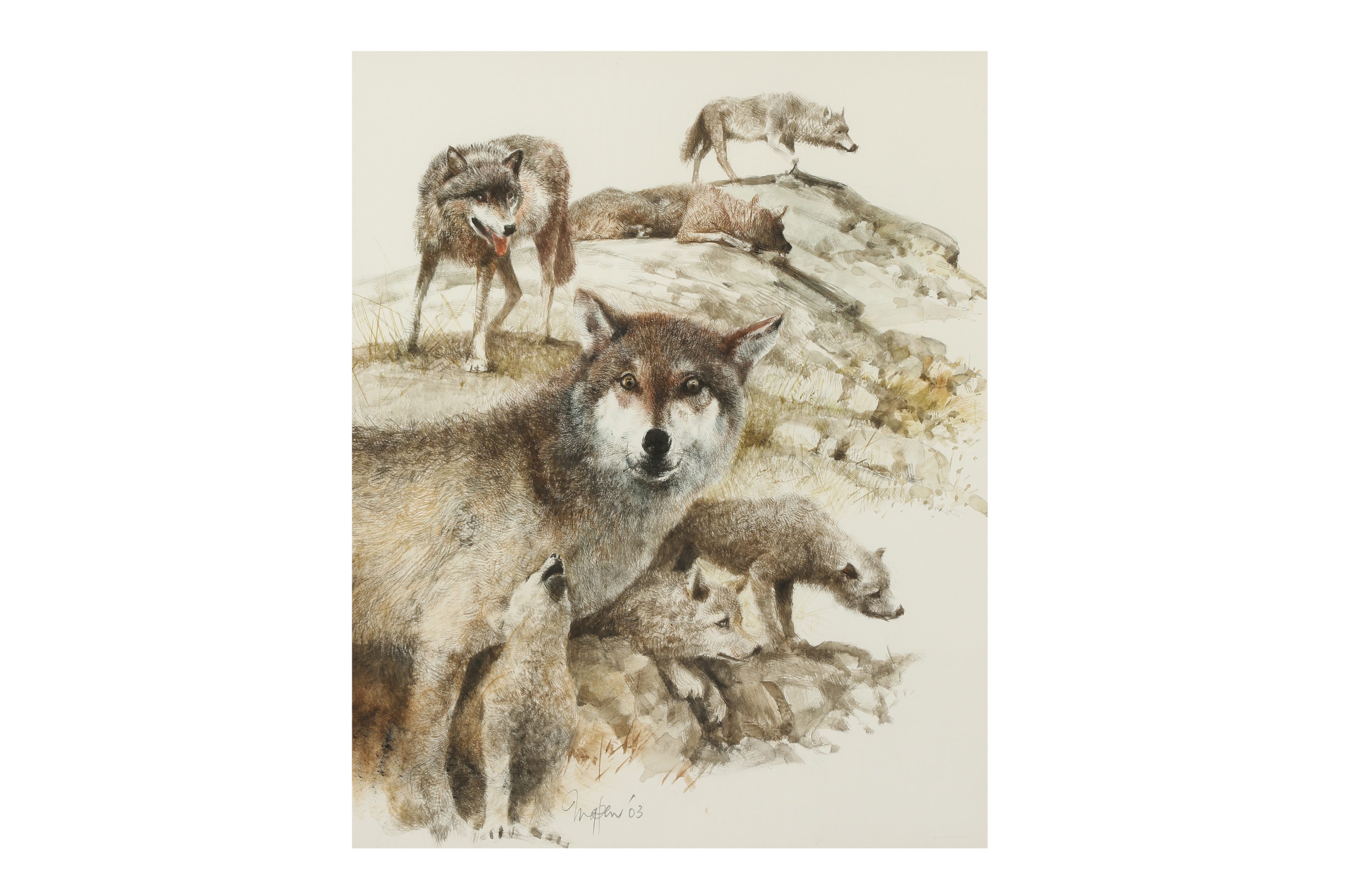 ILLUSTRATION.- ROBERT INGPEN, ‘The Wolf Pack’, watercolour, signed and dated in pencil, for p.12 - Image 4 of 7