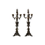 A pair of Continental spelter candelabra