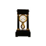 A French Louis Philippe period ebonised and gilt bronze mounted portico clock