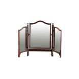 Two 20th Century mahogany triptych dressing table mirrors