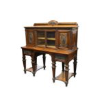 A Victorian Holland & Sons figured walnut and ebonised side cabinet