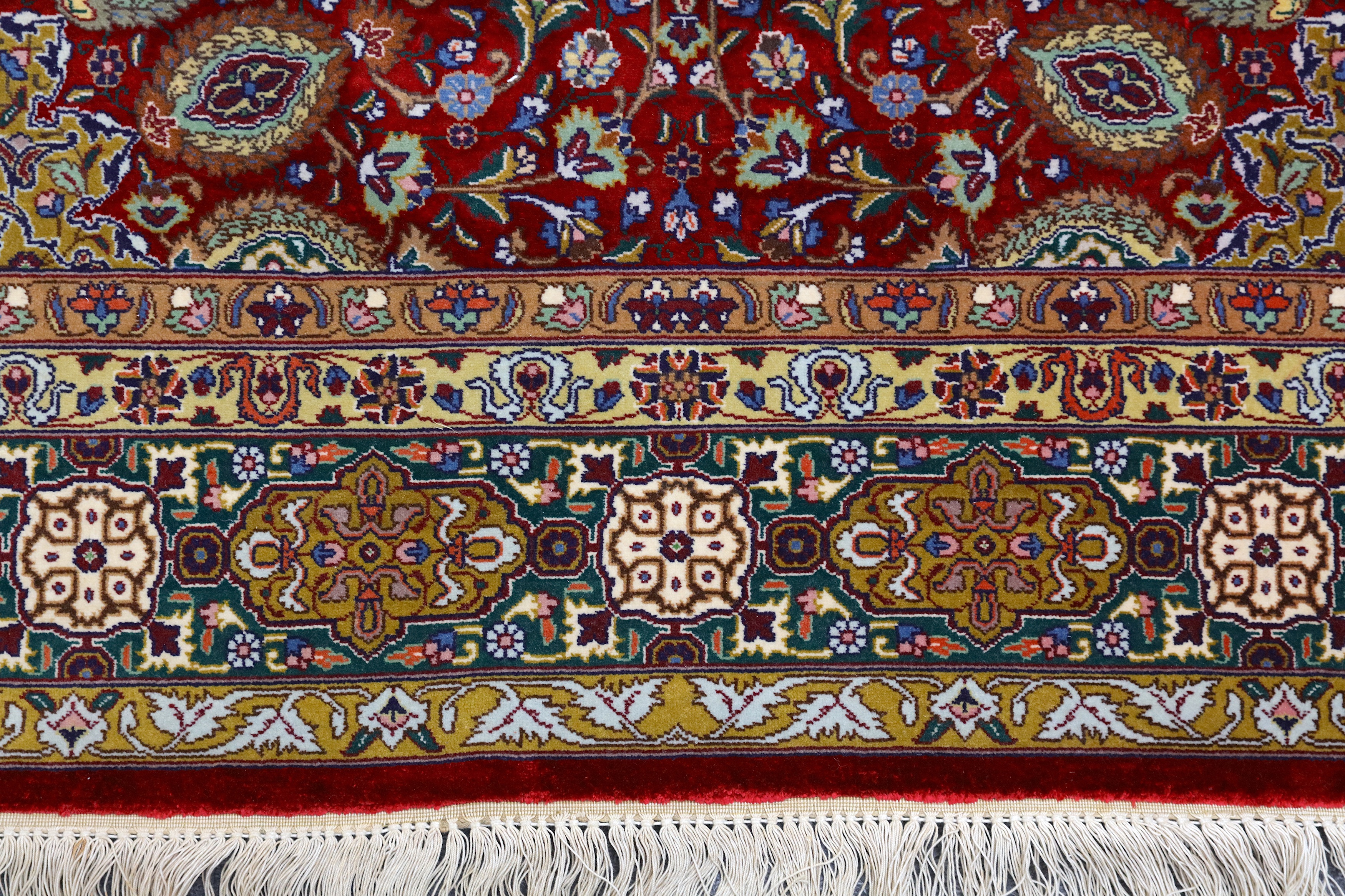 A PAIR OF VERY FINE PART SILK TABRIZ RUGS, NORTH-WEST PERSIA - Image 10 of 12