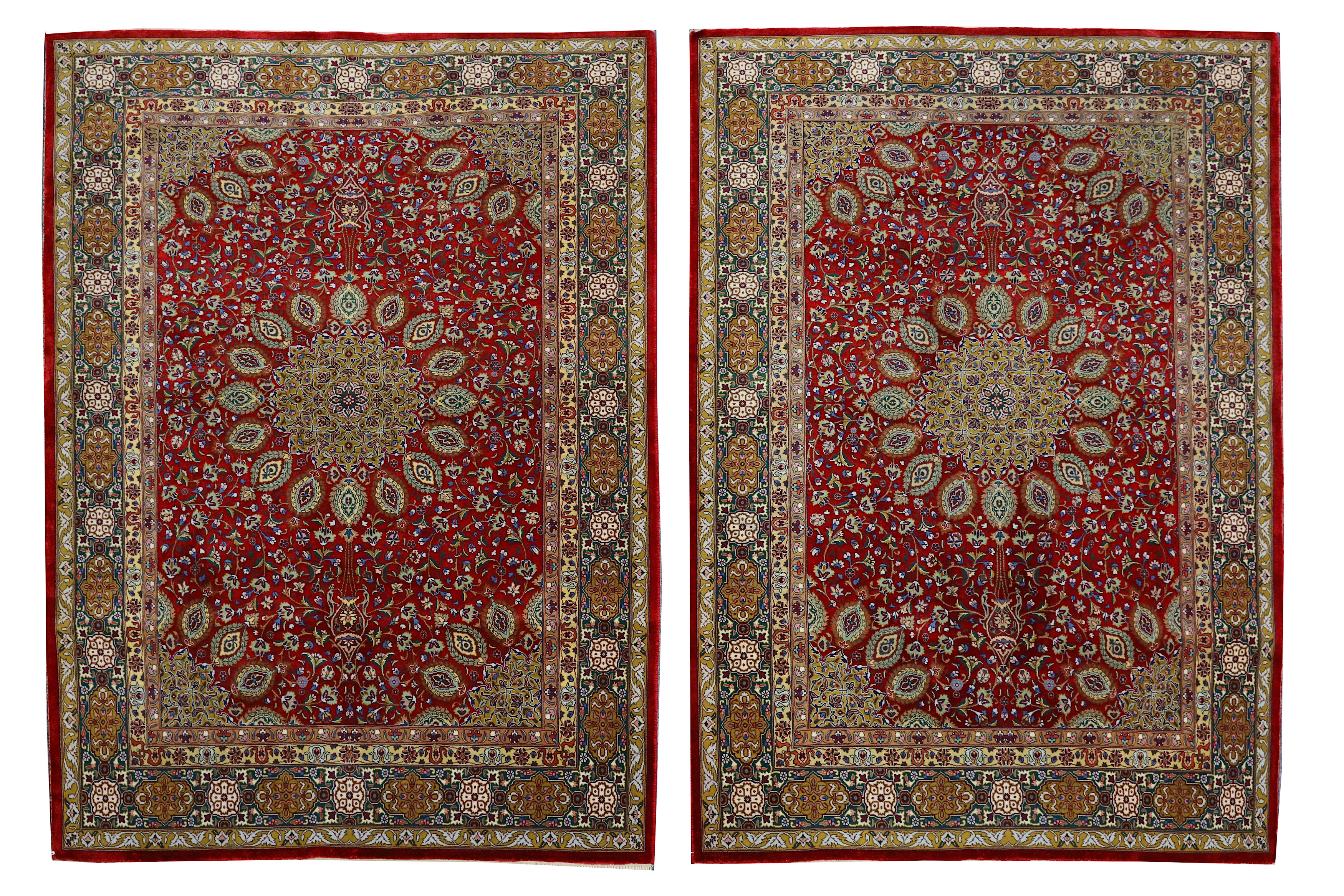 A PAIR OF VERY FINE PART SILK TABRIZ RUGS, NORTH-WEST PERSIA