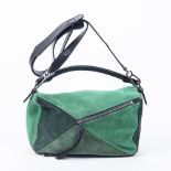 Loewe Green Suede Medium Puzzle Bag