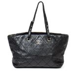 Chanel Black Leather On The Road Tote