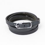 Hermes Black Leather Classic Buckle Triple Tour Bracelet