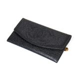 Chanel Black Caviar Logo Long Flap Wallet