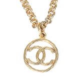 Chanel Twisted Logo Pendant Necklace