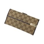 Gucci Beige Monogram Canvas Long Bi-Fold Flap Wallet