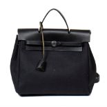 Hermes Black Canvas and Leather Herbag Backpack PM