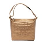 Chanel Bronze Chocolate Bar Quilted Shoulder Bag