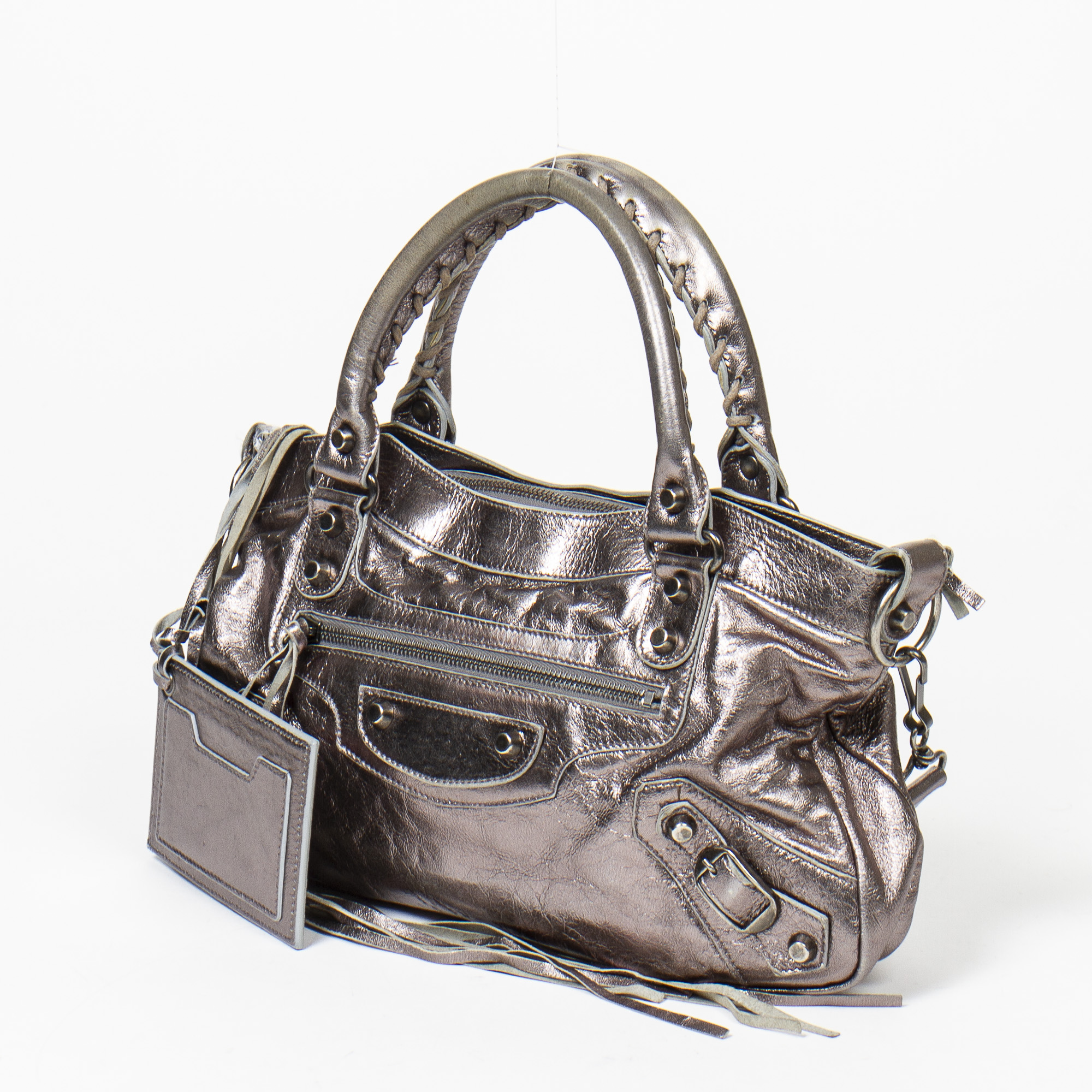 Balenciaga Silver Arena First Bag - Image 6 of 7