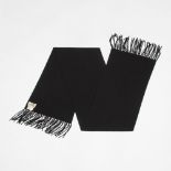 Hermes Black Extra Fine Merino Wool Fringe Scarf