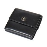 Chanel Black Double Flap Tri-Fold Leather Wallet