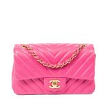 Chanel Pink Chevron Quilted Mini Flap Bag