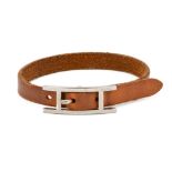 Hermes Brown Leather Hapi Single Tour Bracelet