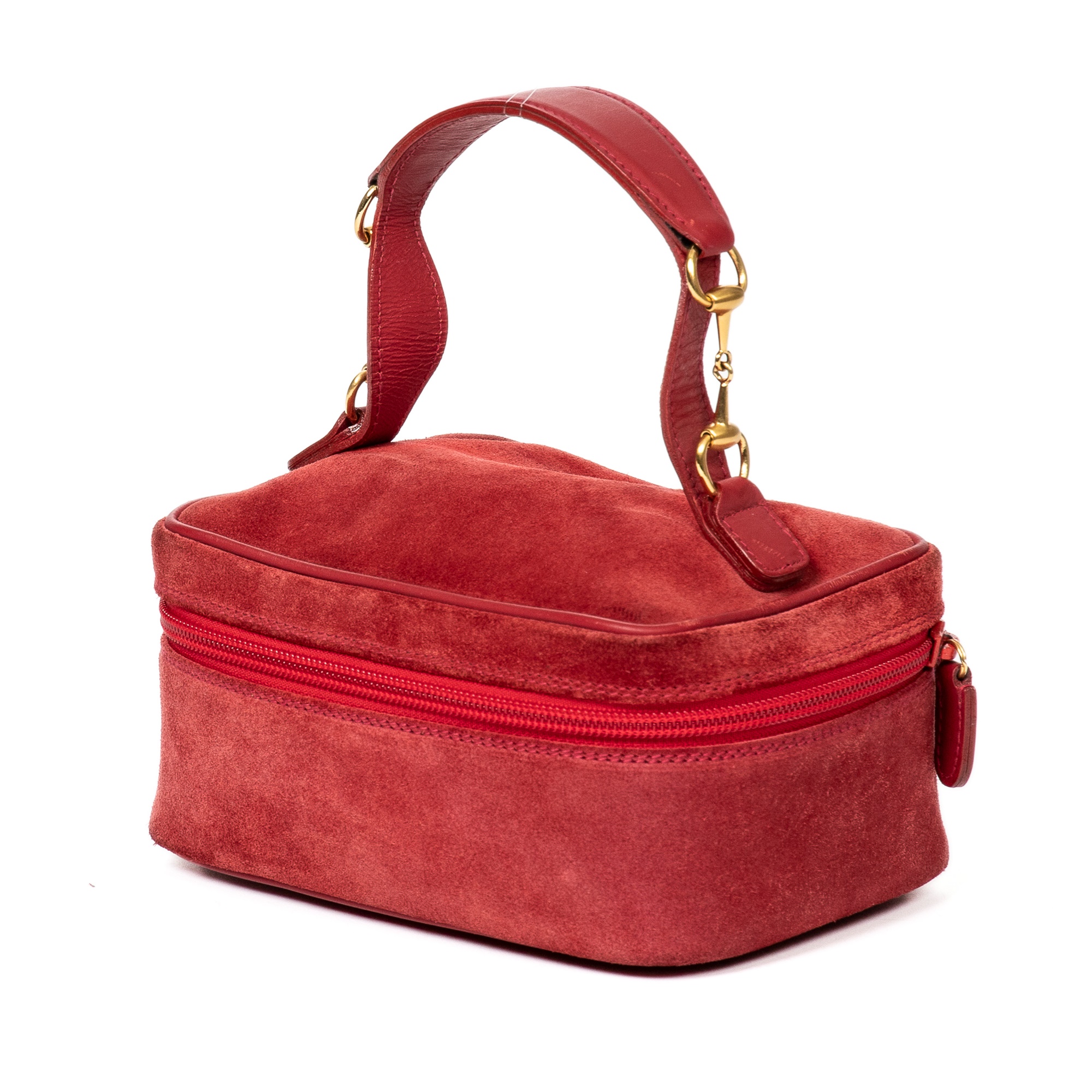 Gucci Red Suede Horsebit Cosmetic Case - Image 7 of 7