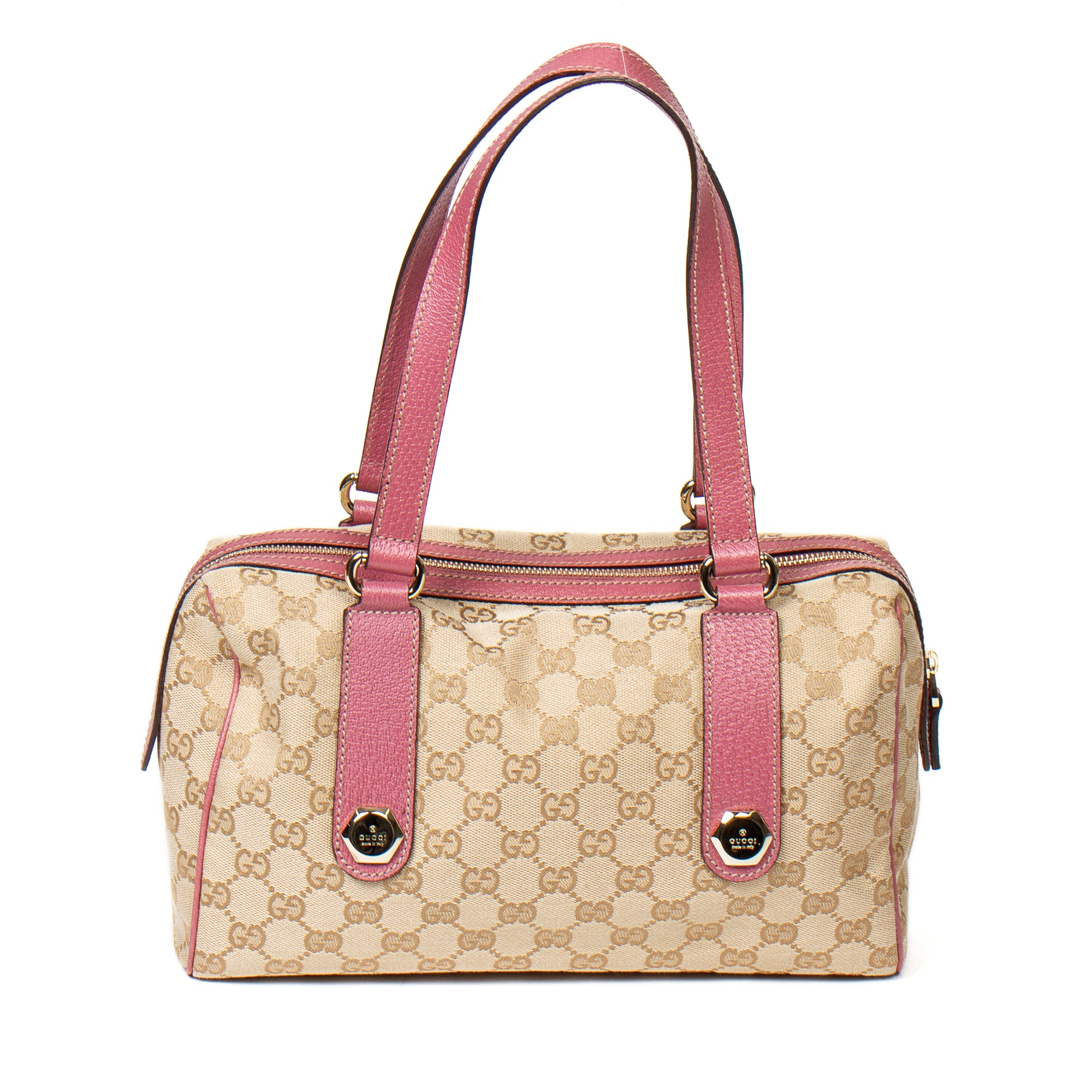 Gucci Beige Monogram Charmy Boston Bag