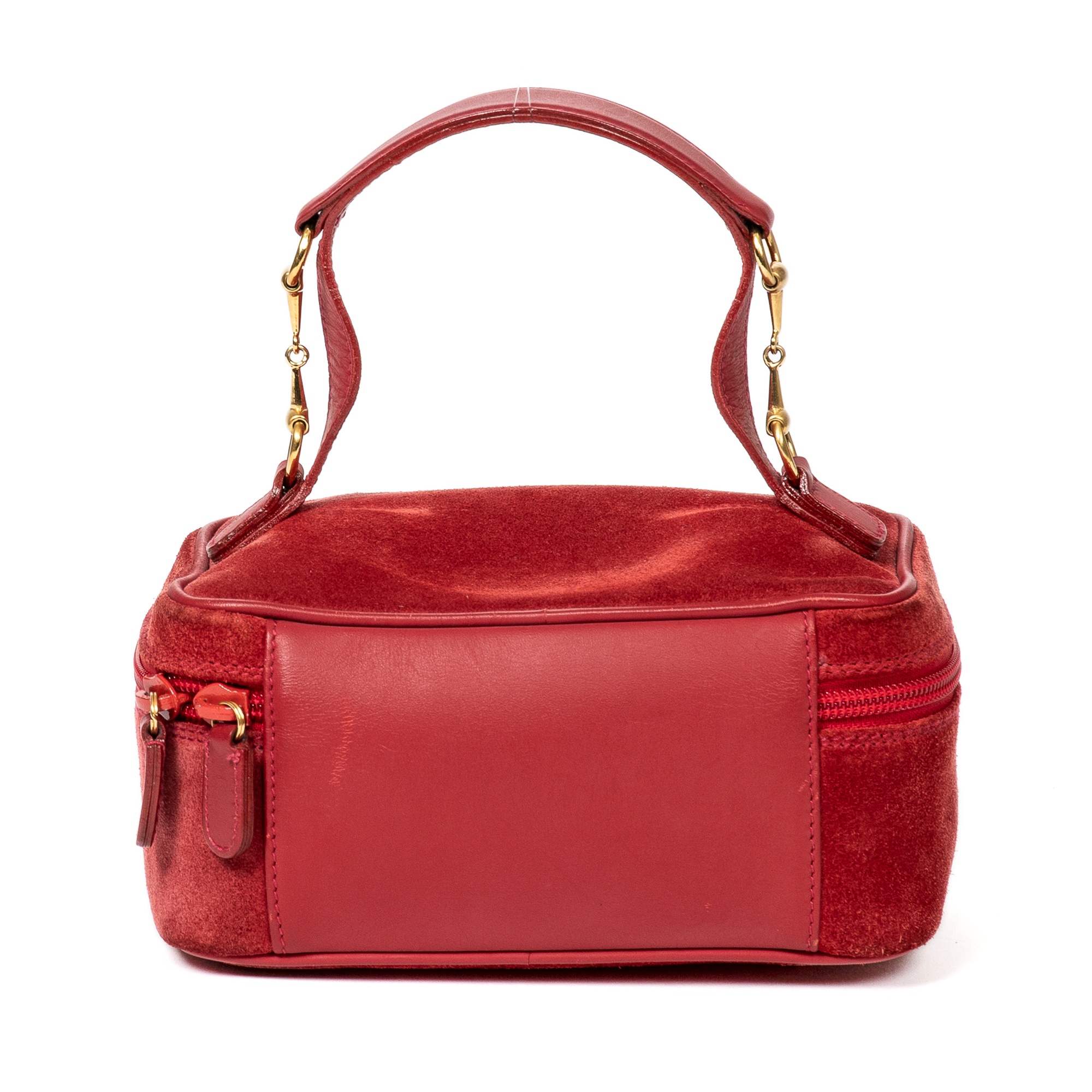 Gucci Red Suede Horsebit Cosmetic Case - Image 2 of 7