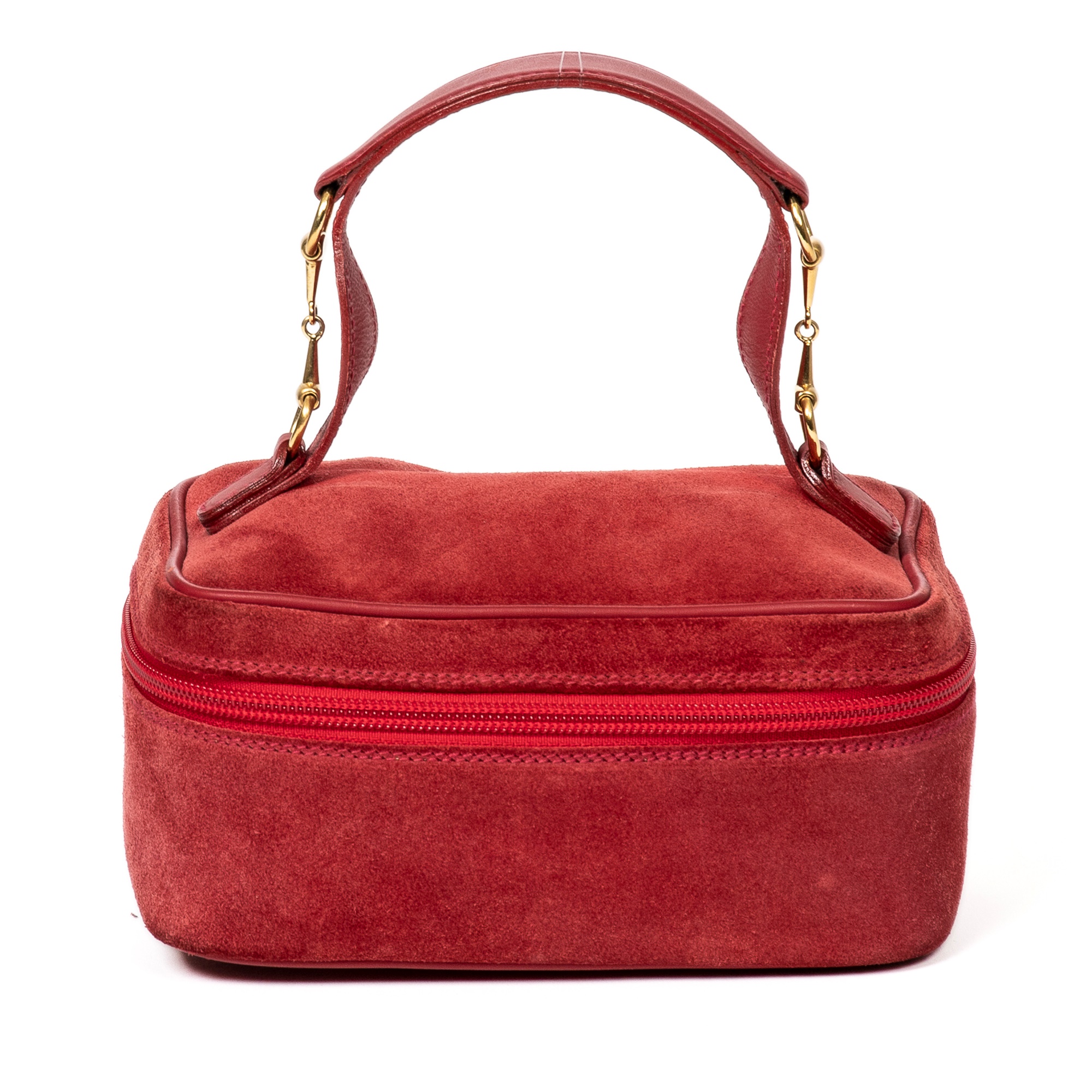 Gucci Red Suede Horsebit Cosmetic Case