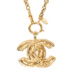 Chanel Matelasse Logo Pendant Necklace