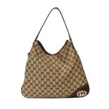 Gucci Beige Monogram Canvas Britt Hobo