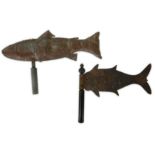 FOLK ART: TWO 20TH CENTURY ENGLISH COPPER WEATHERVANES MODELLED AS FISH