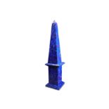 A MONUMENTAL FLOOR STANDING LAPIS LAZULI OBELISK