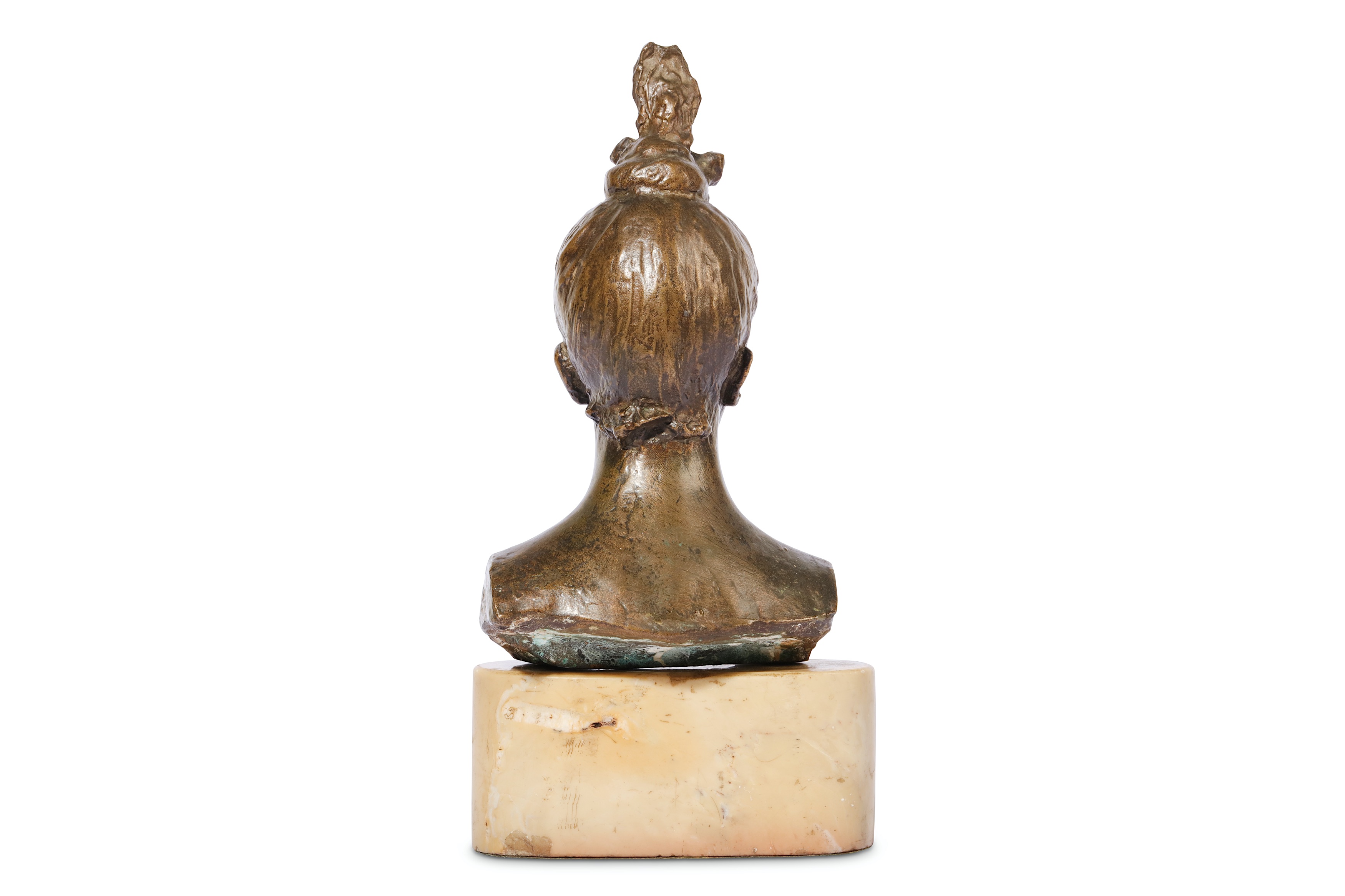 AN EARLY 20TH CENTURY SPANISH BRONZE BUST OF A WOMAN - Image 2 of 3