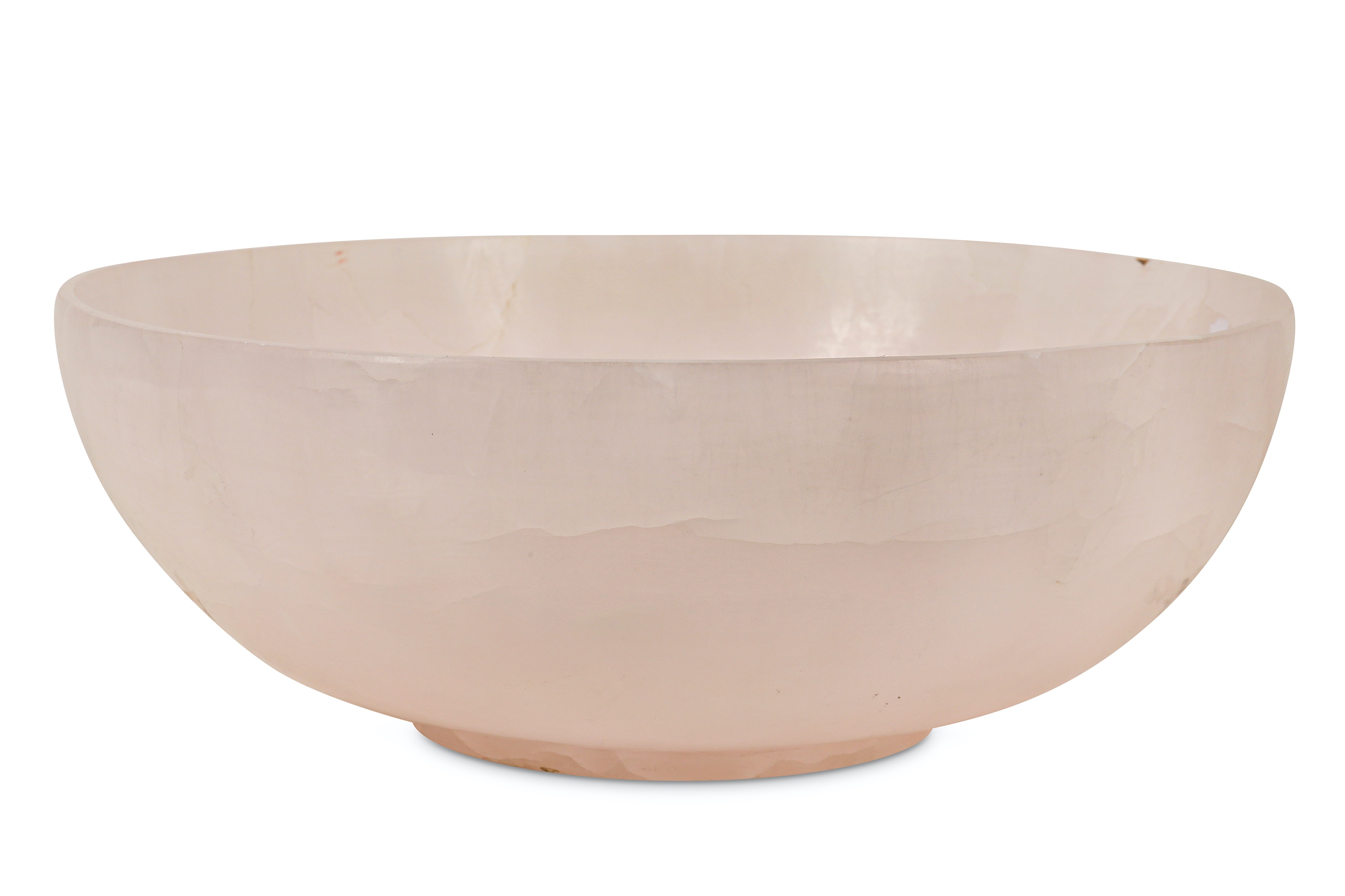 A LARGE AND IMPRESSIVE CARVED PINK MANGANO CALCITE BOWL - Image 3 of 6