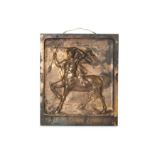 A LATE 19TH / EARLY 20TH CENTURY GILT BRONZE RELIEF DEPICTING A CENTAUR
