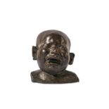A LATE 19TH CENTURY BRONZE HEAD OF A CRYING CHILD IN THE MANNER OF FRANZ XAVER MESSERSCHMIDT