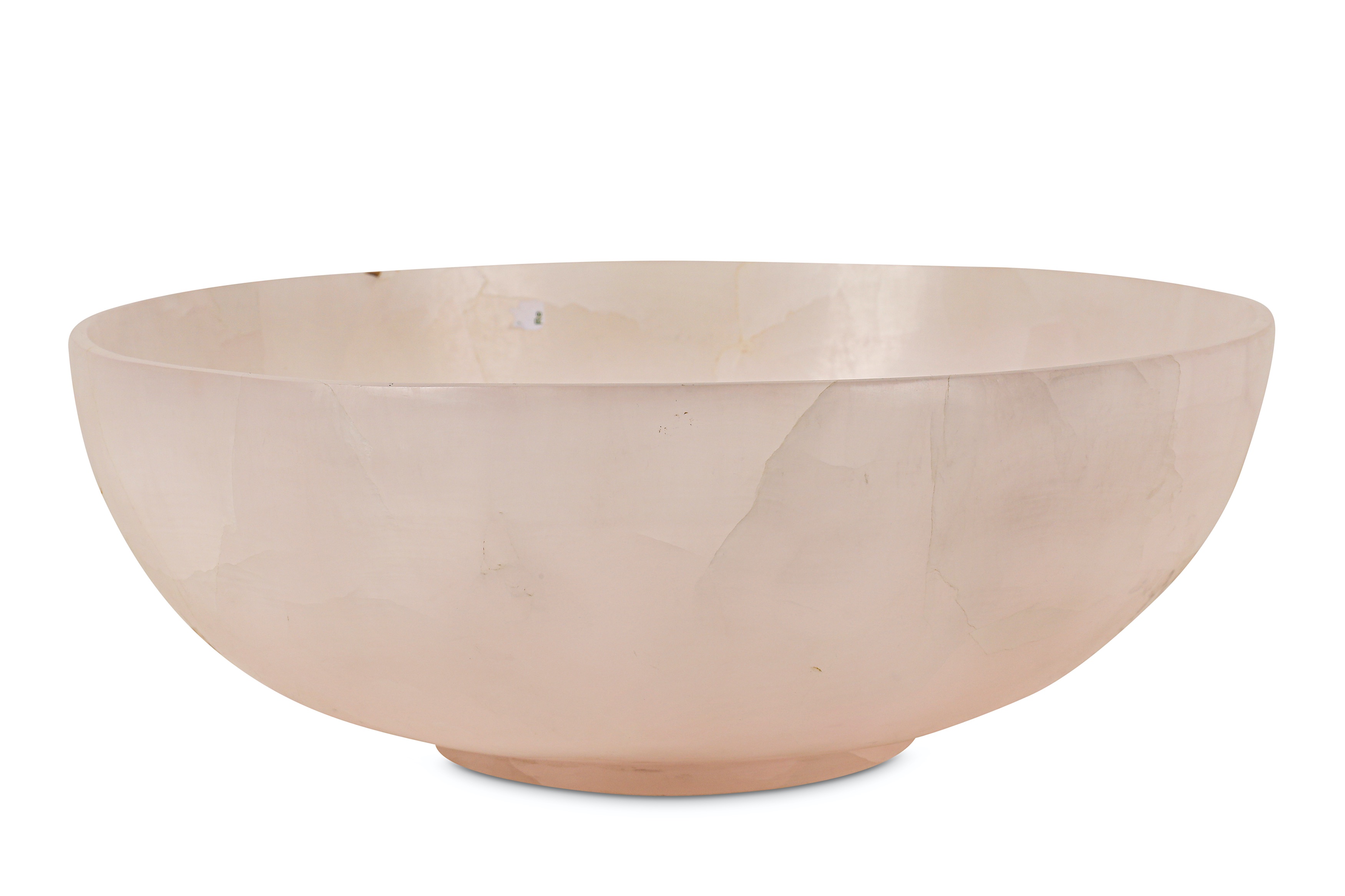 A LARGE AND IMPRESSIVE CARVED PINK MANGANO CALCITE BOWL - Image 4 of 6