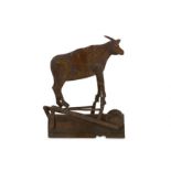 FOLK ART: A 19TH CENTURY AMERICAN METAL AND WOOD ARTICULATED MODEL OF A COW