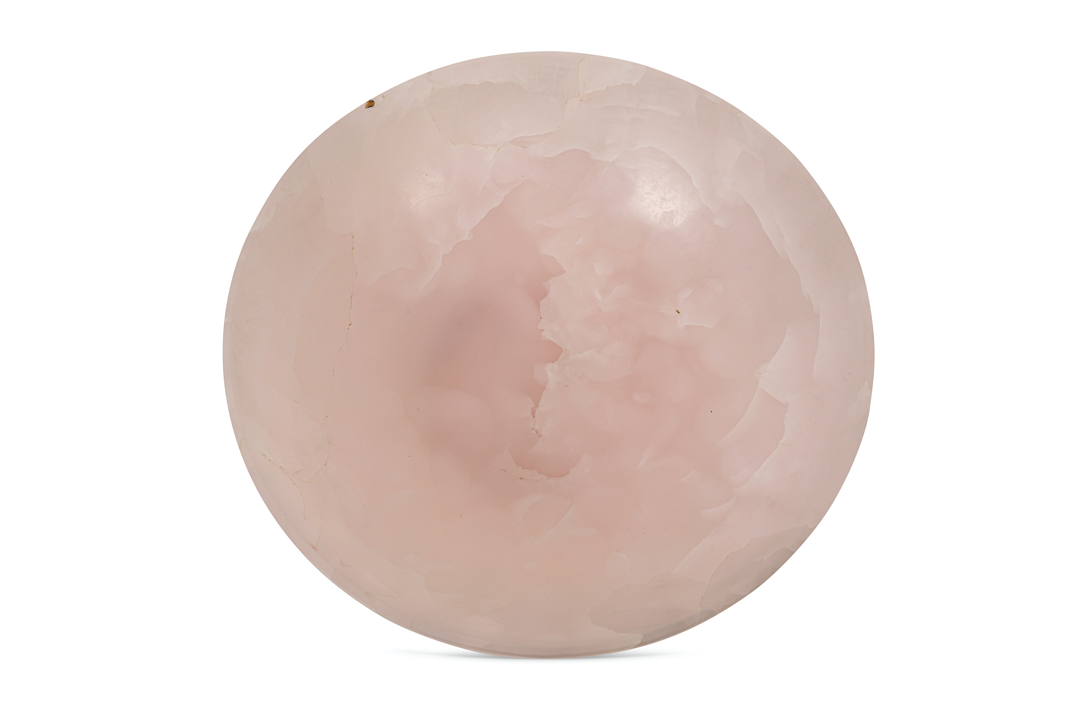 A LARGE AND IMPRESSIVE CARVED PINK MANGANO CALCITE BOWL - Image 5 of 6