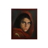 'AFGHAN GIRL' AN OIL ON CANVAS AFTER THE PHOTOGRAPH BY STEVE MCCURRY