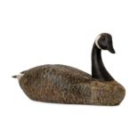 A LATE 20TH CENTURY CARVED AND PAINTED WOOD CANADA GOOSE DUCK DECOY